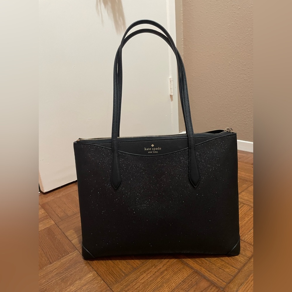 Glitter Black Kate spade Shoulder bag with top zipper